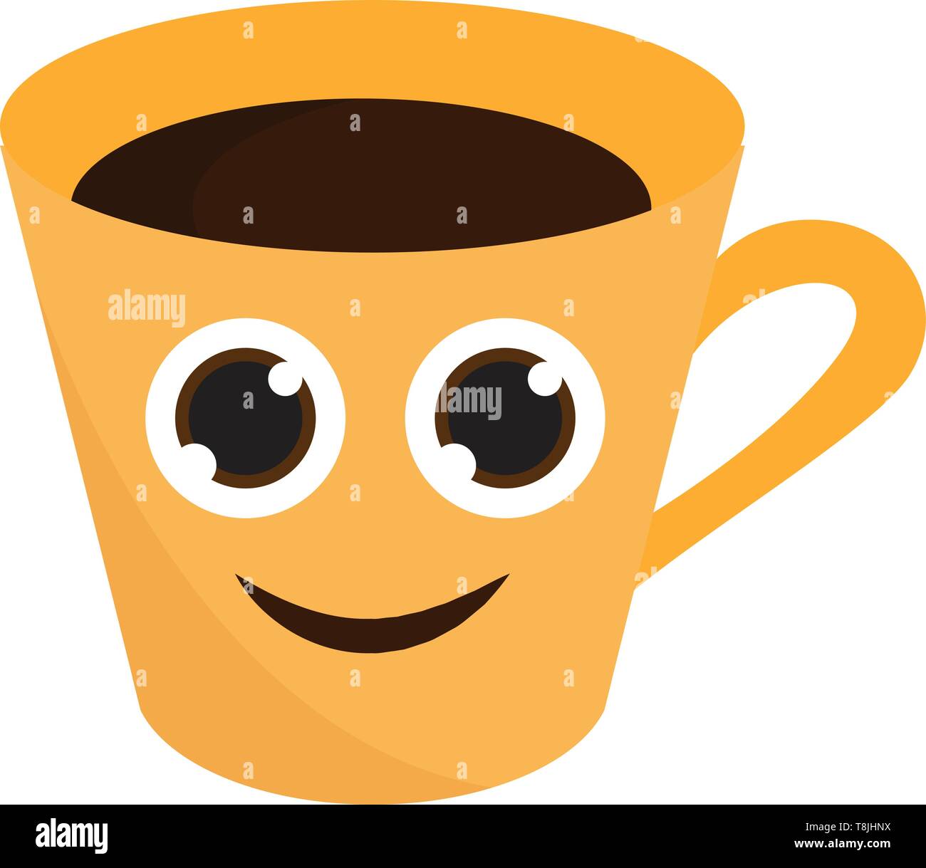 Download A Yellow Cup Of Coffee That Has A Face With Big Eyes Smiling Mouth With Handle Vector Color Drawing Or Illustration Stock Vector Image Art Alamy Yellowimages Mockups