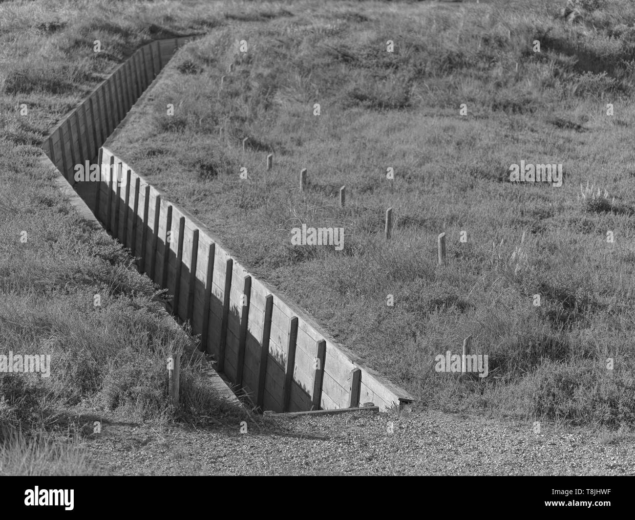 Trench of the German Atlanitkwall Atlanticwall of the World War 2, still remaining history to be seen in the Bunker Museum of IJmuiden Holland Stock Photo