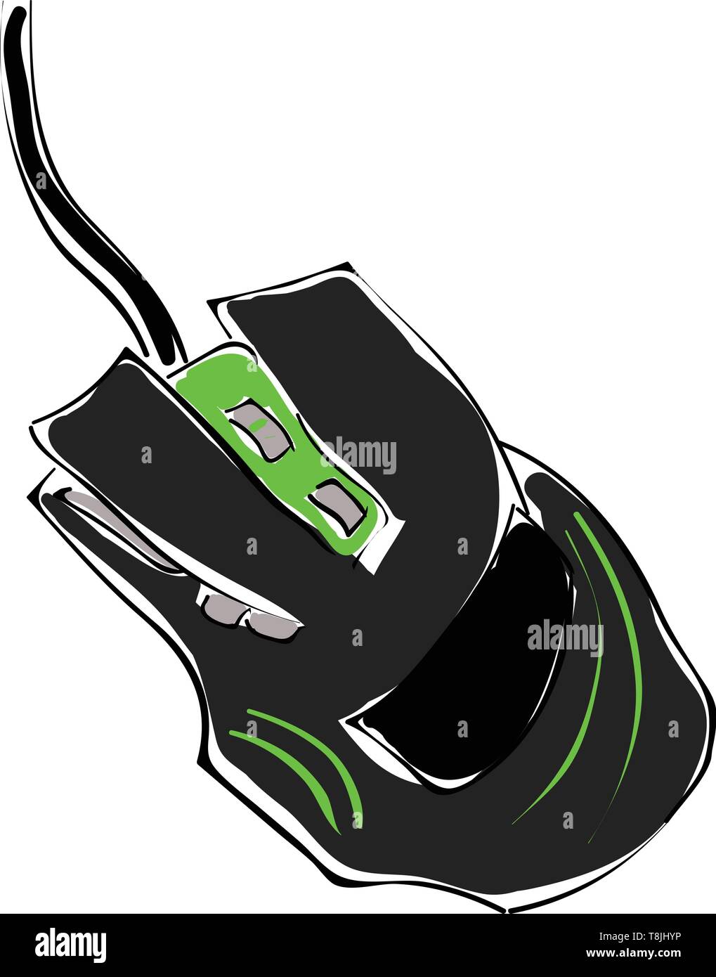 An illustration of a black gaming mouse with green accents and eight  buttons, vector, color drawing or illustration Stock Vector Image & Art -  Alamy