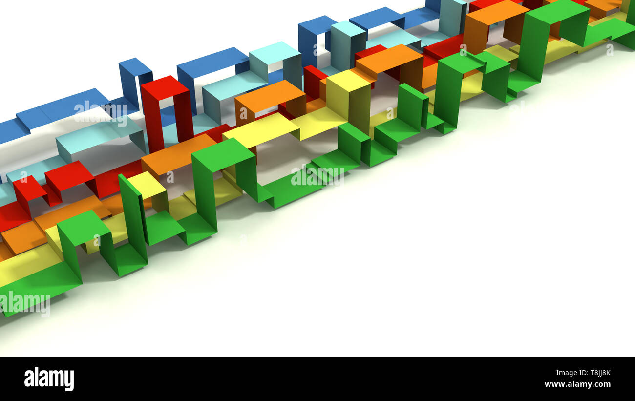 Multi Colored 3D Illustrated Geometric Ribbons on a White Background ...