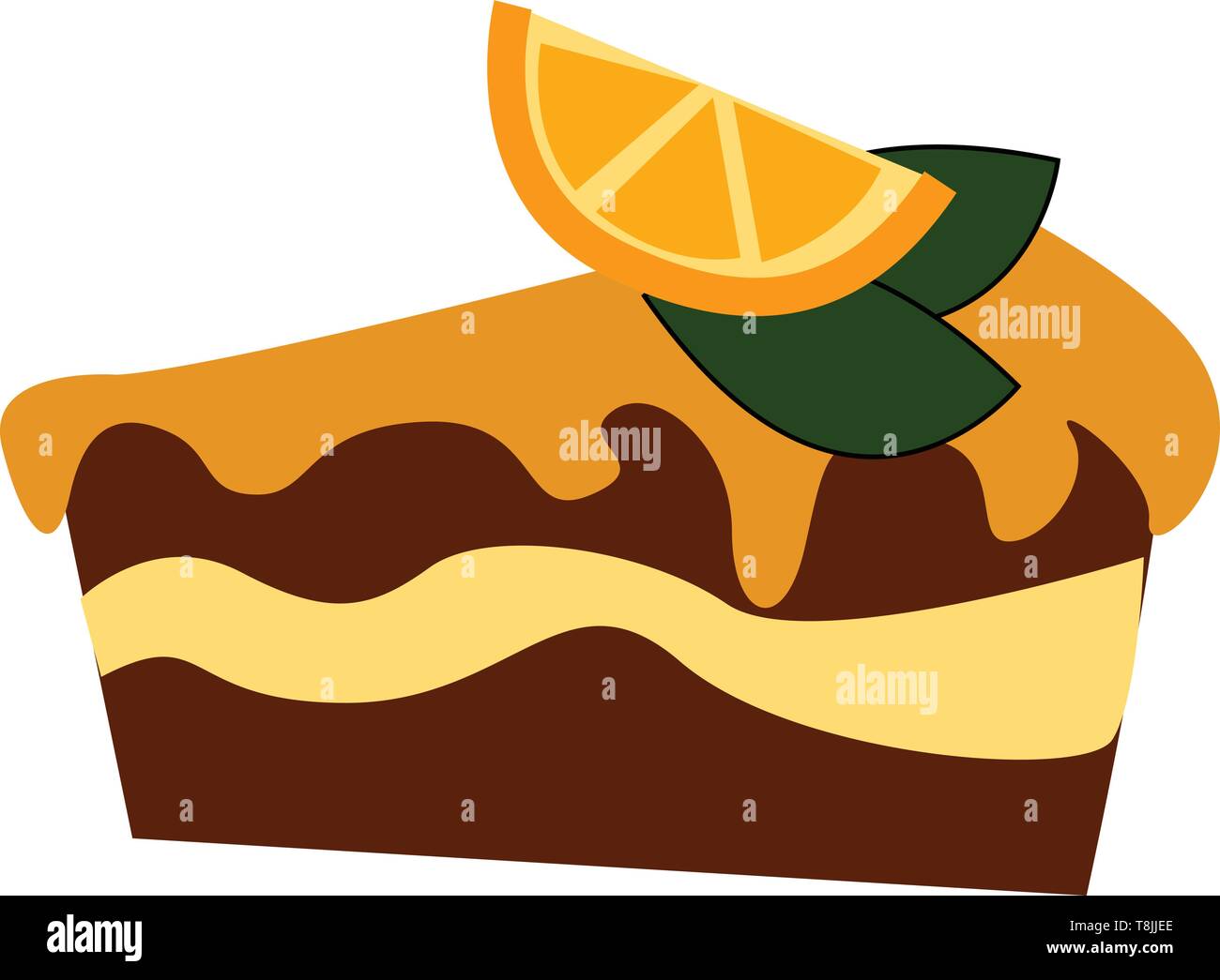 A delicious lemon cake with a lemon on top, vector, color drawing or