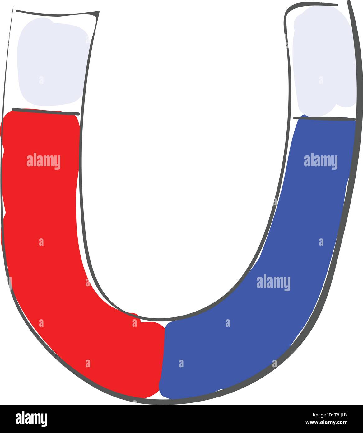 A red and blue horseshoe shaped vector, color drawing or