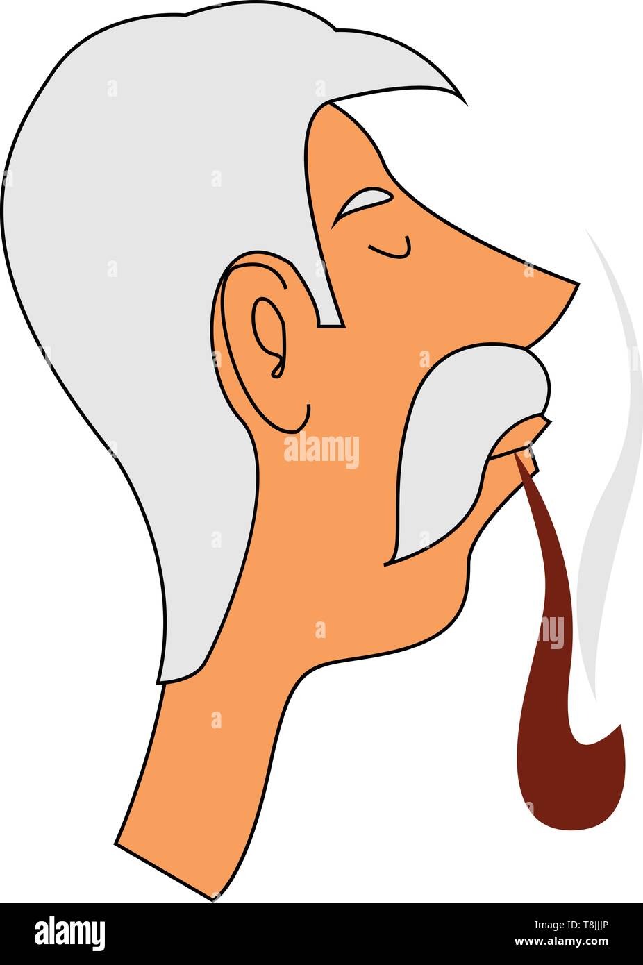 An Old Man With White Hair And A White Mustache Smoking Vector