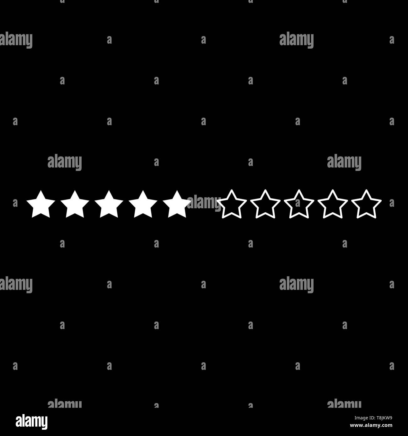 Five stars 5 stars rating concept icon outline set white color vector illustration flat style simple image Stock Vector