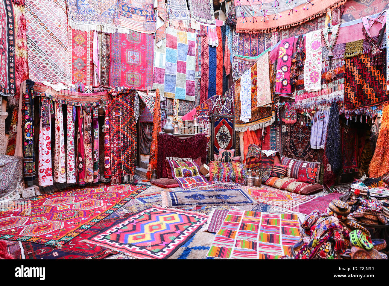 Turkish Traditional Carpets in Goreme, Nevsehir City, Turkey Stock Photo