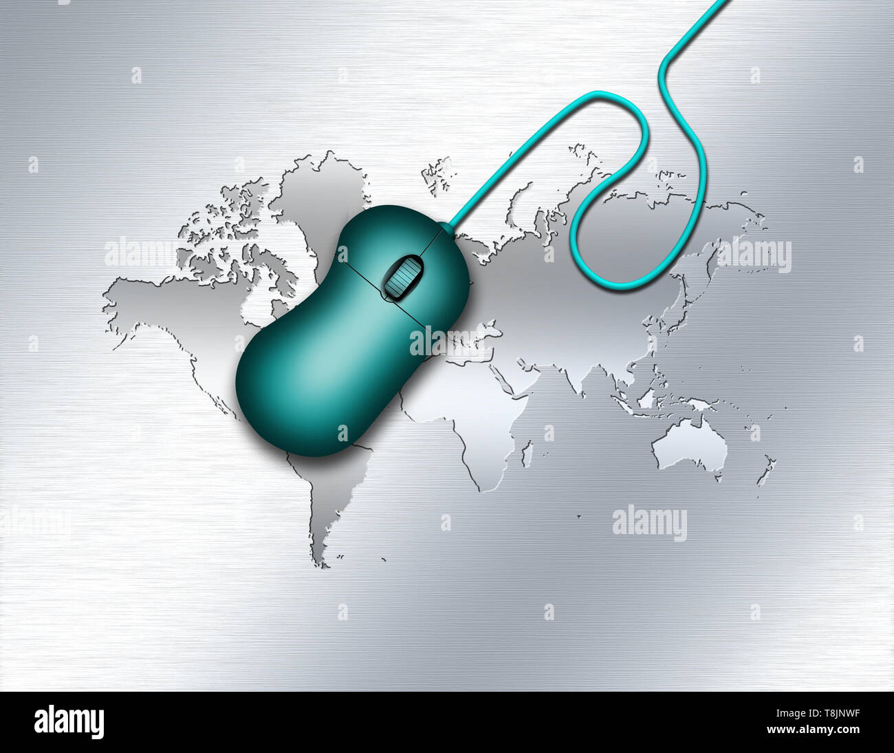 Computer mouse. World map background Stock Photo - Alamy