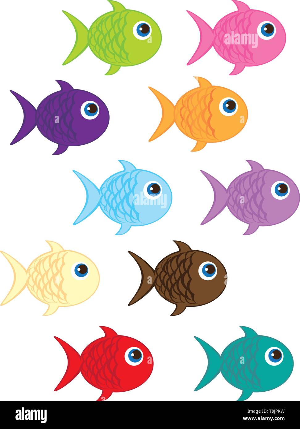 cute fish cartoon isolated over white background vector Stock Vector Image  & Art - Alamy