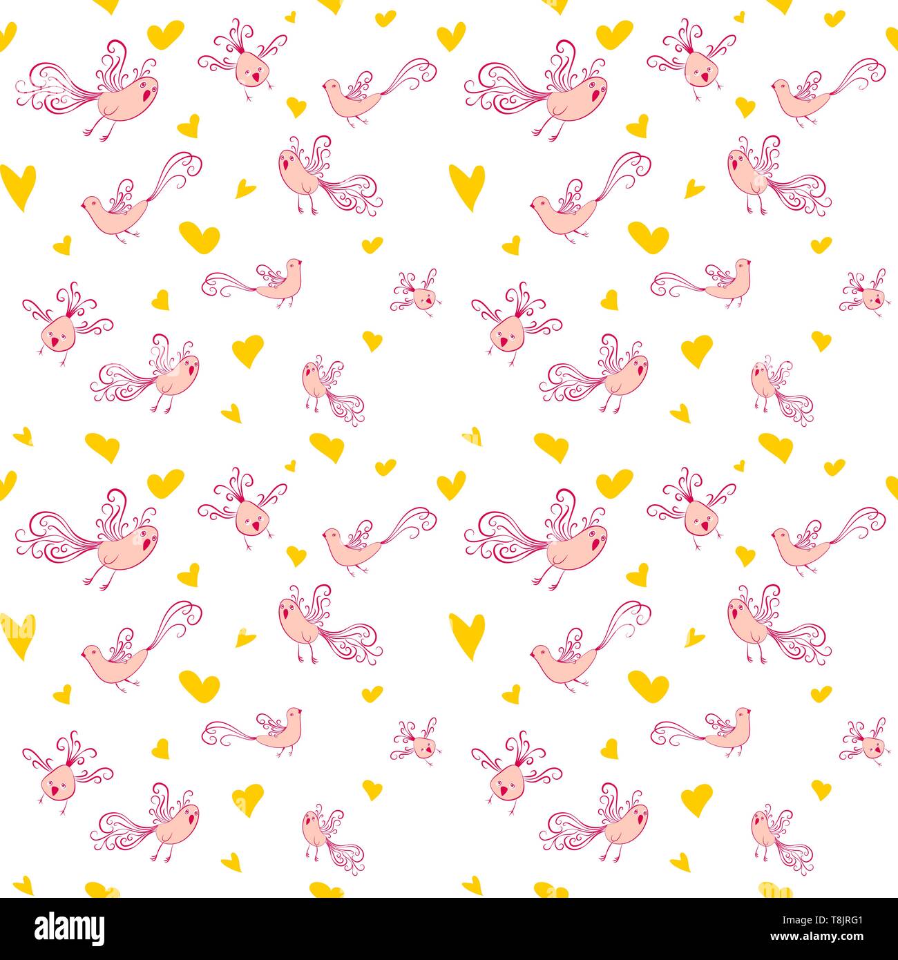 Vector seamless pattern with birds and hearts Stock Vector Image & Art ...