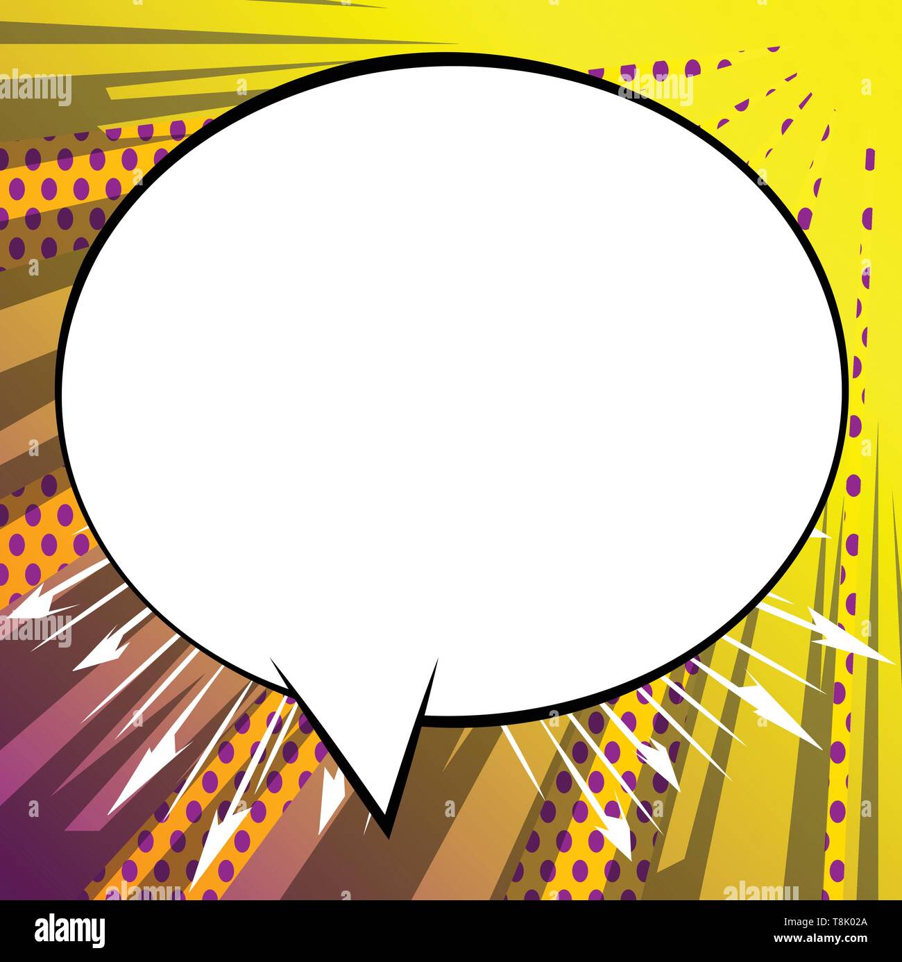 Vector illustrated retro comic book background with big blank speech ...
