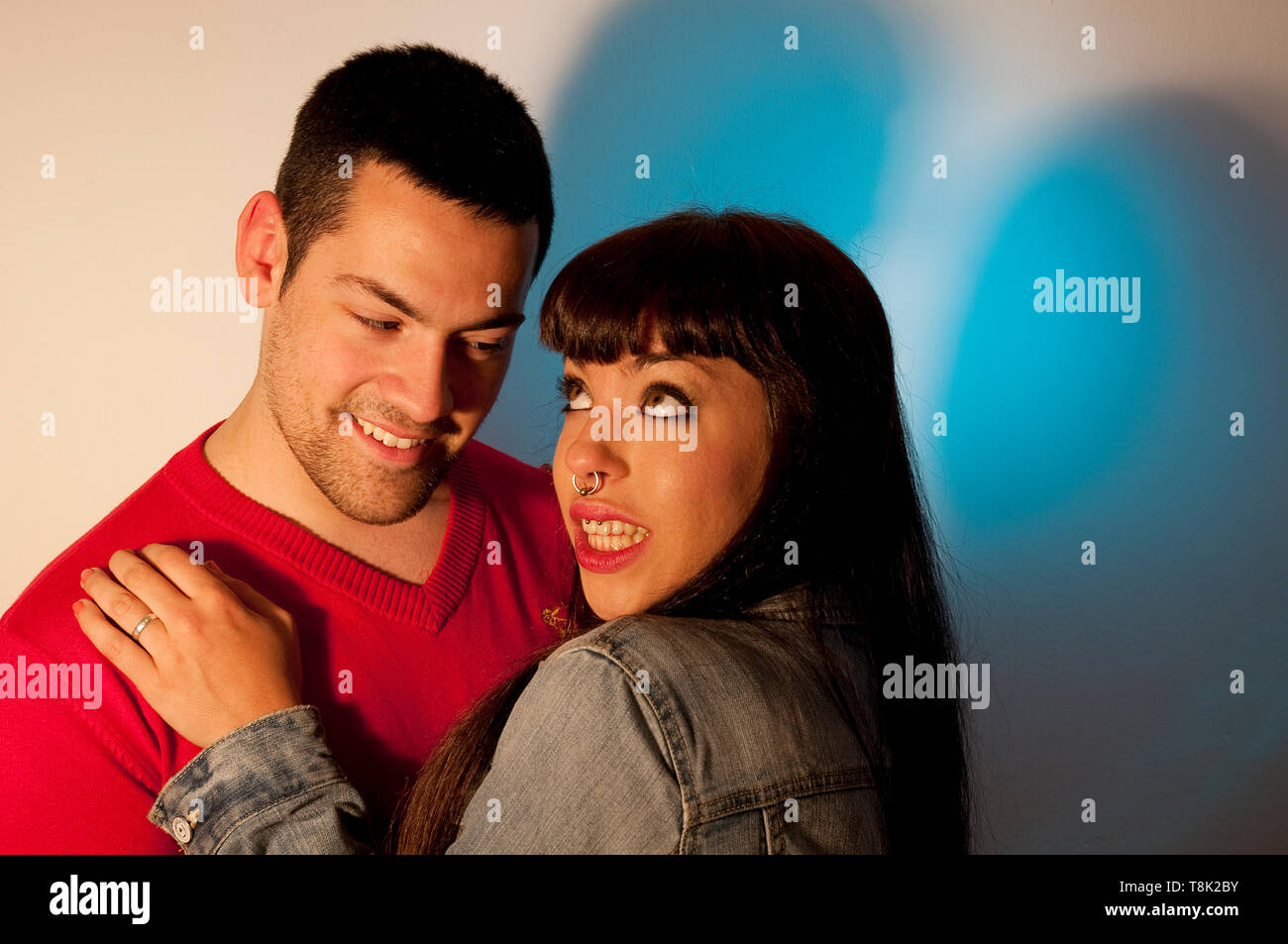 Young couple making funny faces. Stock Photo