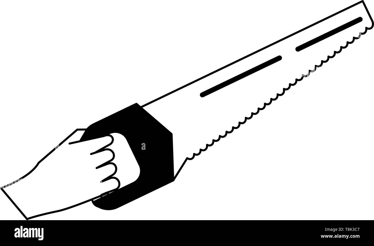 Hand with saw construction tool Stock Vector Image & Art Alamy