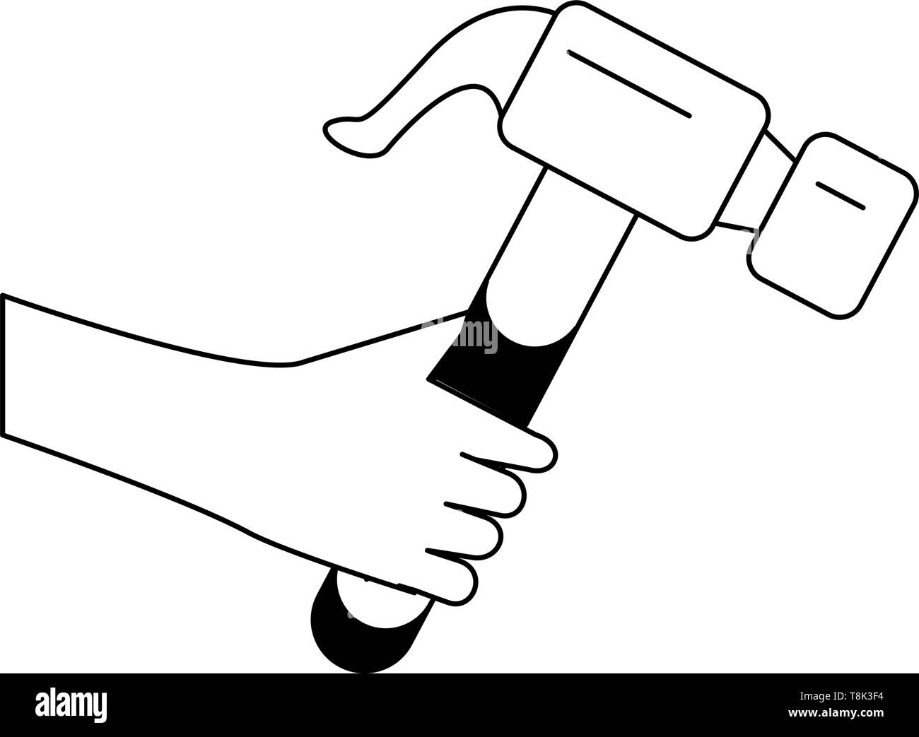 Hand with hammer construction tool Stock Vector Image & Art - Alamy