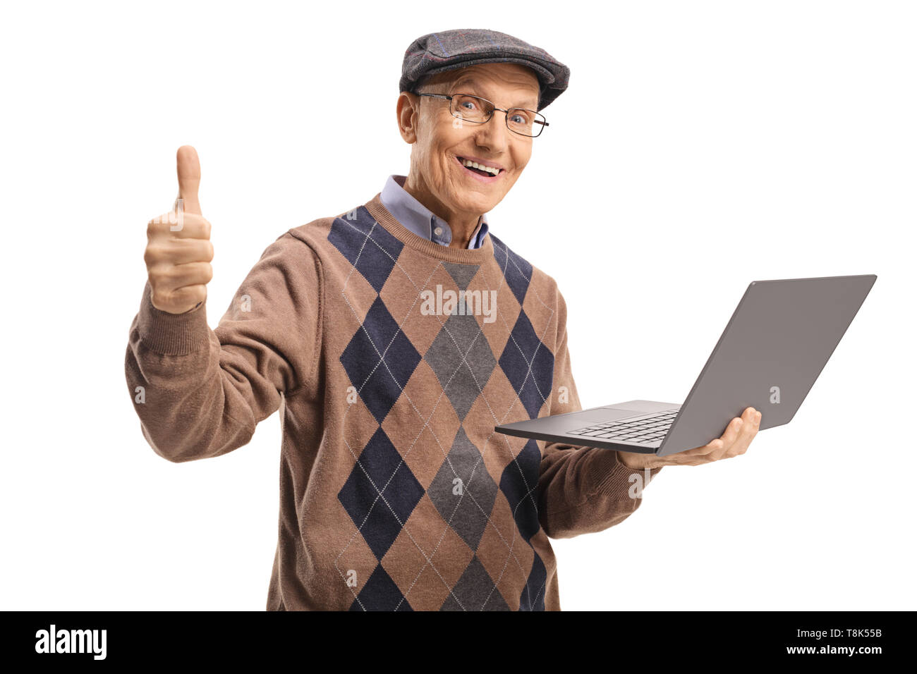 Old man thumbs down Stock Photo - Alamy