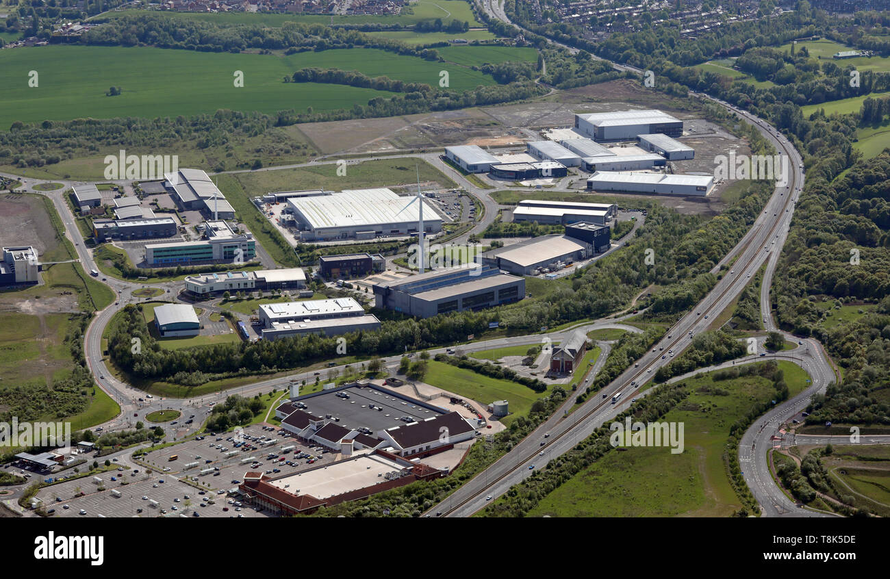 aerial view of the Advanced Manufacturing Park, AMP, at Catcliffe, Sheffield, UK Stock Photo