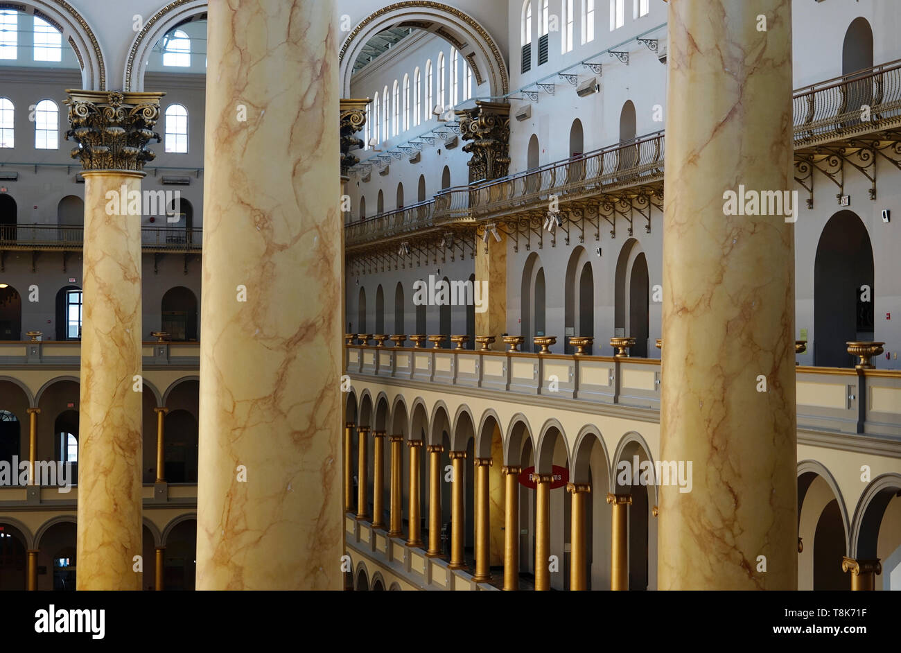 The interior view of the Great Hall of National Building Museum.Washington D.C. USA Stock Photo