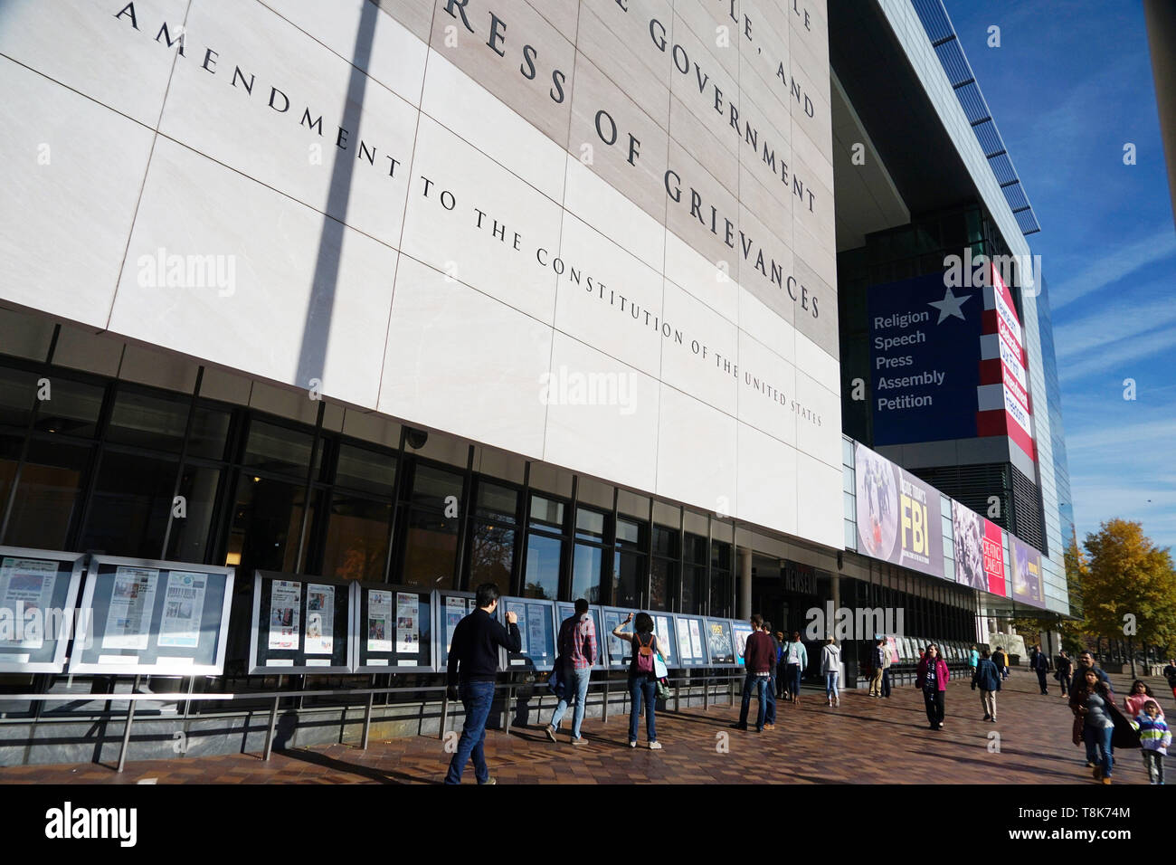 Exterior view of Newseum on Pennsylvania Avenue.Washington D.C.USA Stock Photo