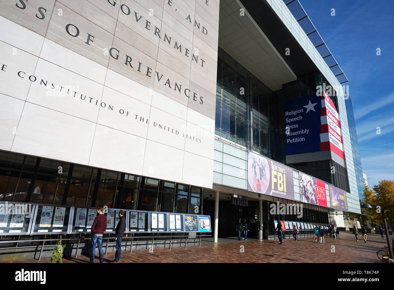 Exterior view of Newseum on Pennsylvania Avenue.Washington D.C.USA Stock Photo