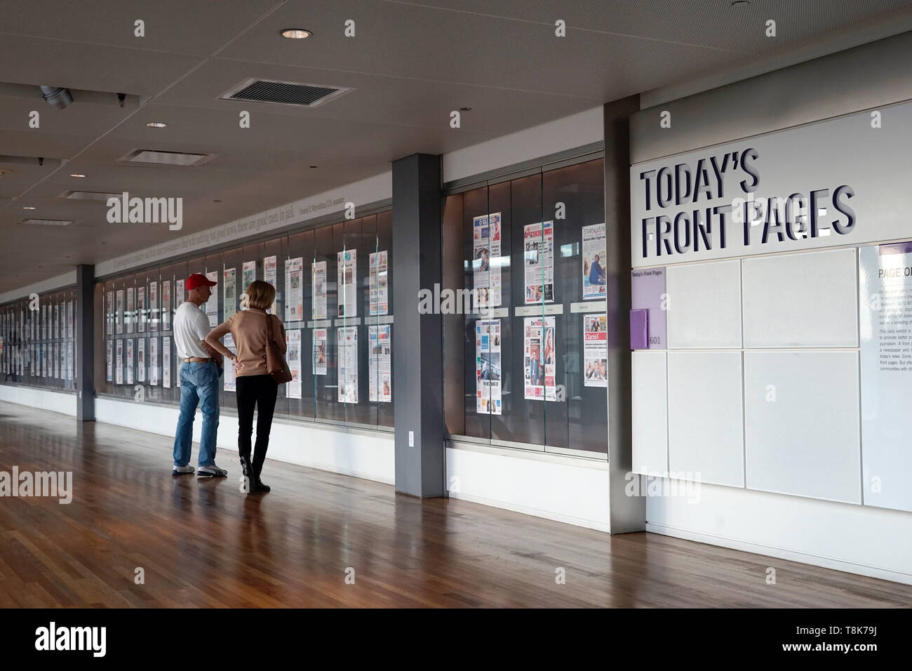 Each day's newspaper front pages from around the world display in the Newseum at 555