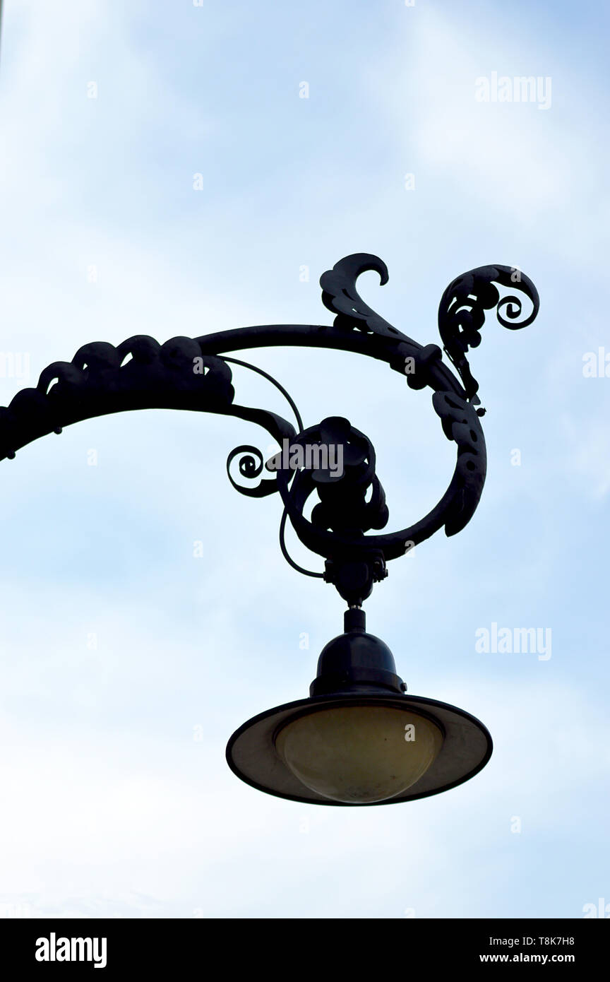 Geometry: silhouette of a streetlamp at Stockhom Central Statrion. Stock Photo