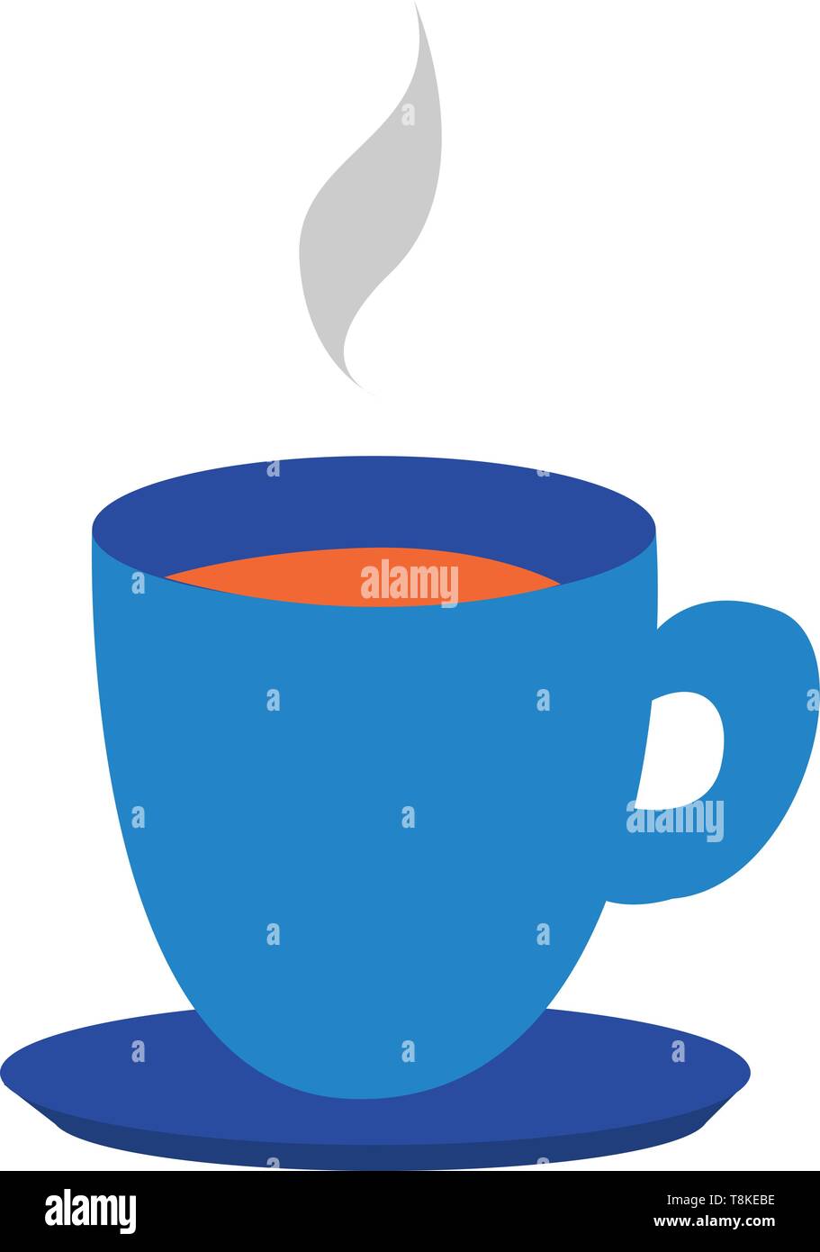 Clipart of a blue teacup and saucer filled with the hot steaming tea is all  set ready to be enjoyed by someone, vector, color drawing or illustration  Stock Vector Image & Art -