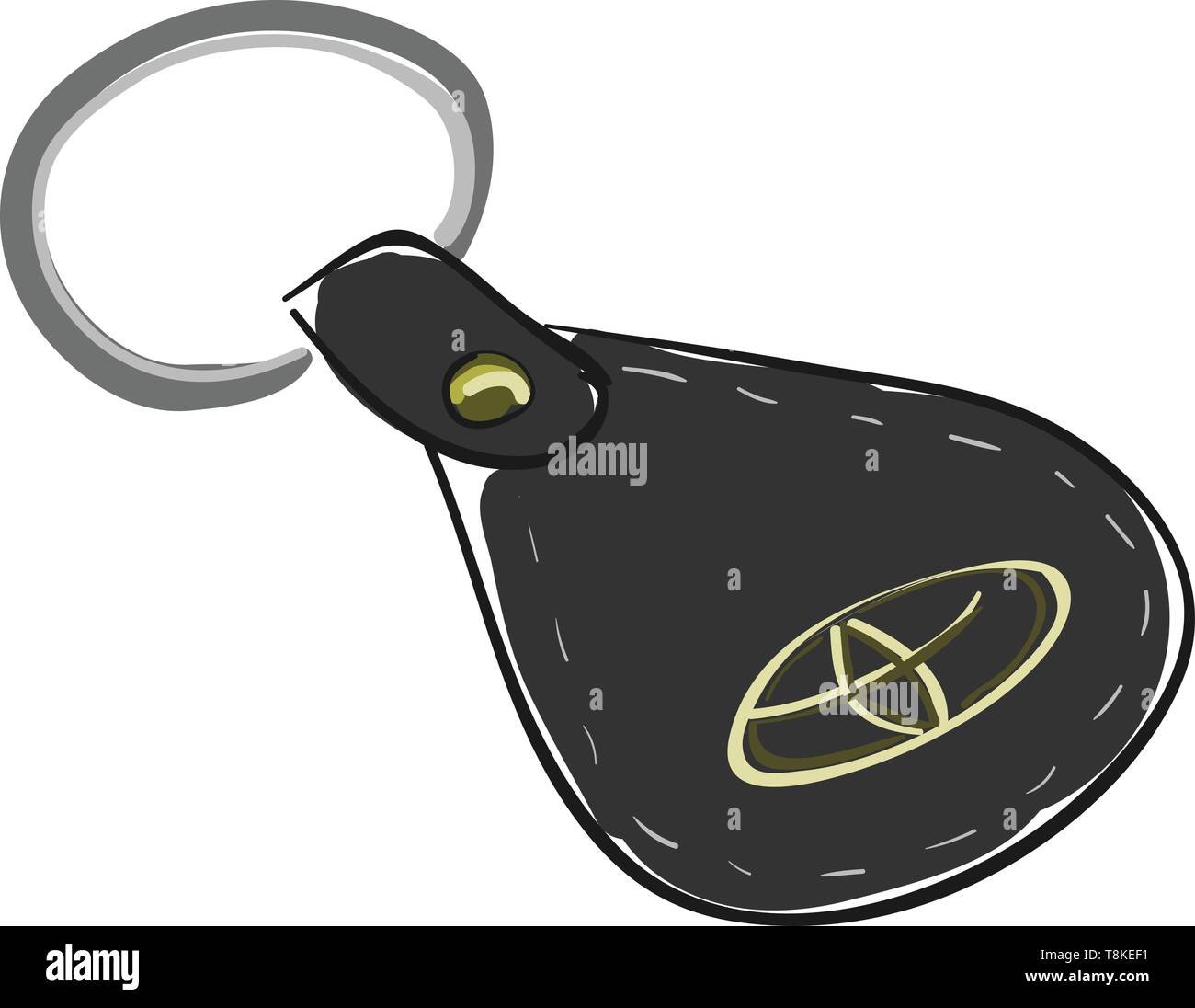Clipart of the black leather Toyota key chain with the logo of the car works well especially as a gift to car owners or professional drivers, vector,  Stock Vector