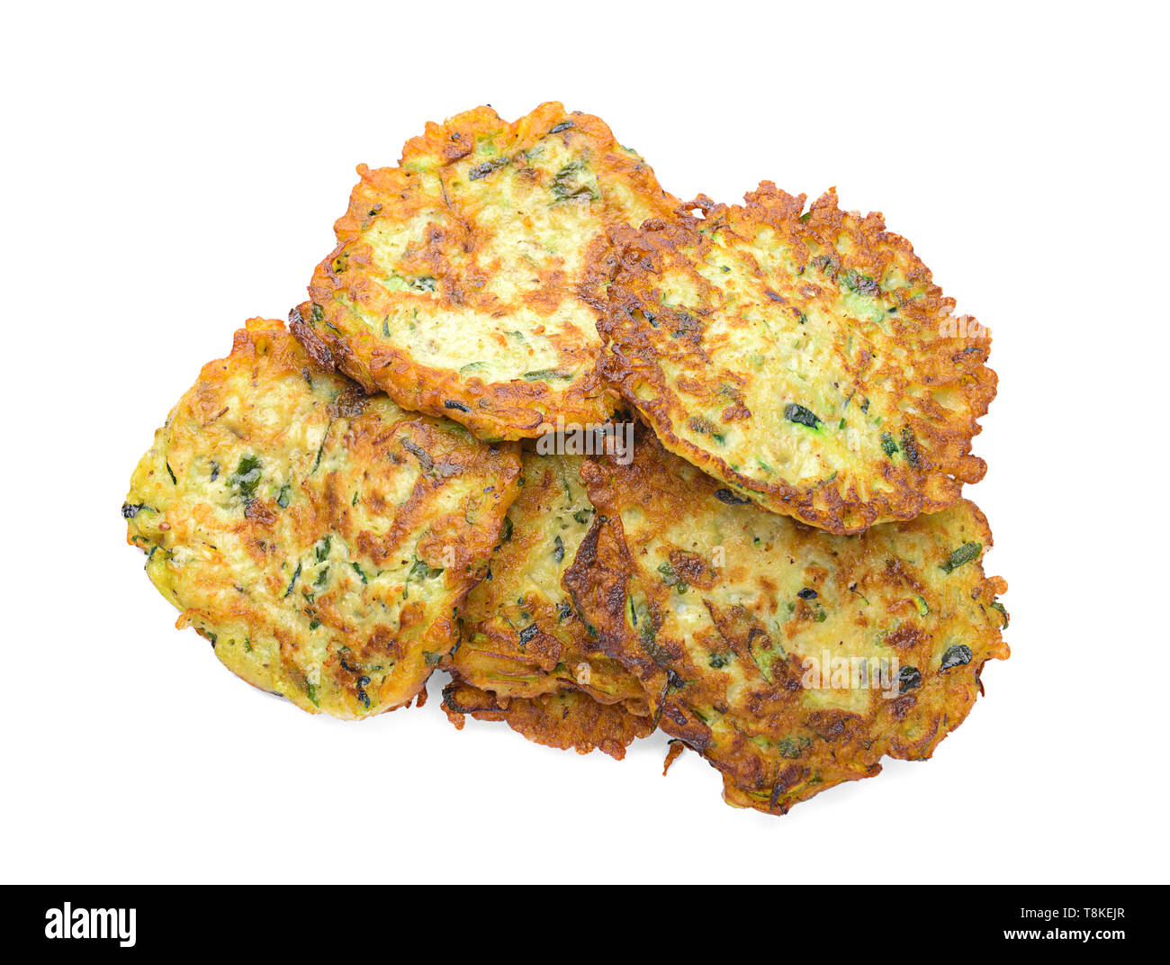 Zucchini pancakes isolated on white Stock Photo