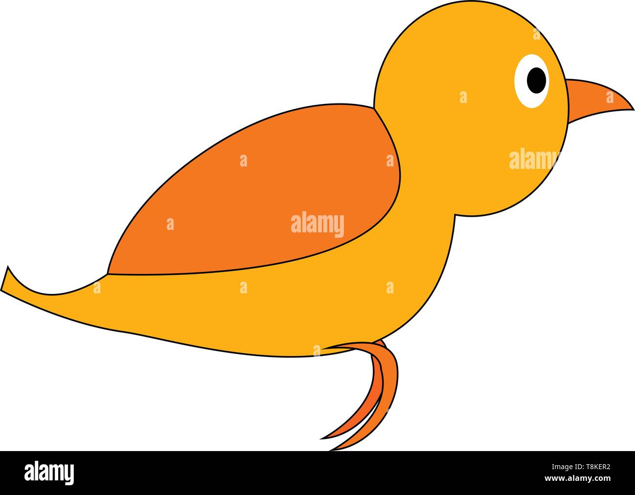 Painting of a yellow cartoon bird with orange plumage, bill and feet is at  flight, vector, color drawing or illustration Stock Vector Image & Art -  Alamy