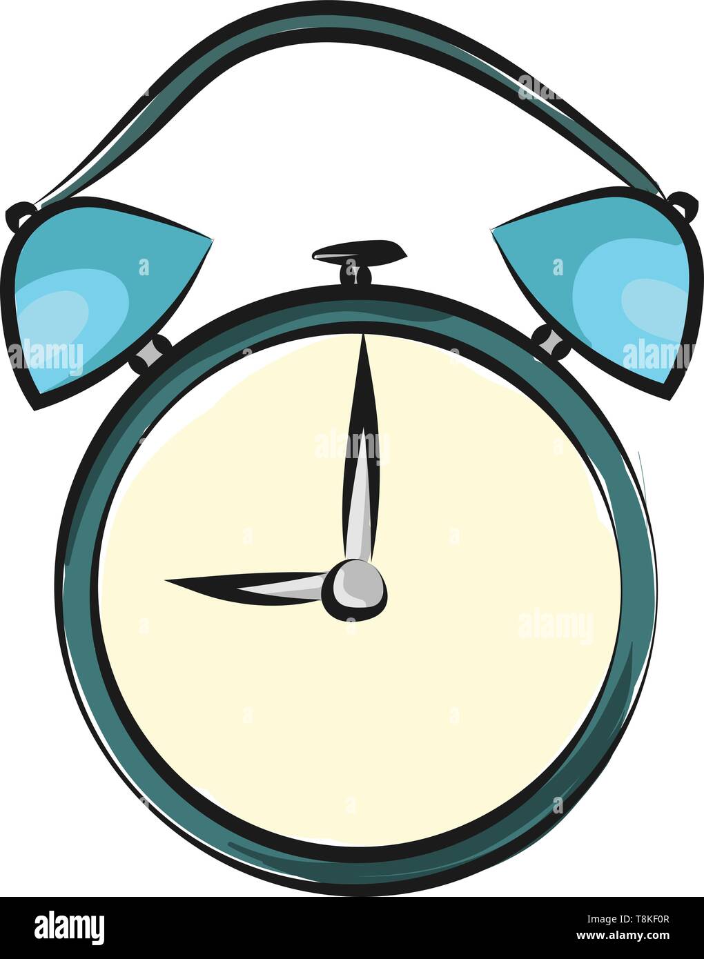 An alarm clock is a clock with a mechanism that sounds at a set time, used specially for waking up a person at a particular time in the morning., vect Stock Vector