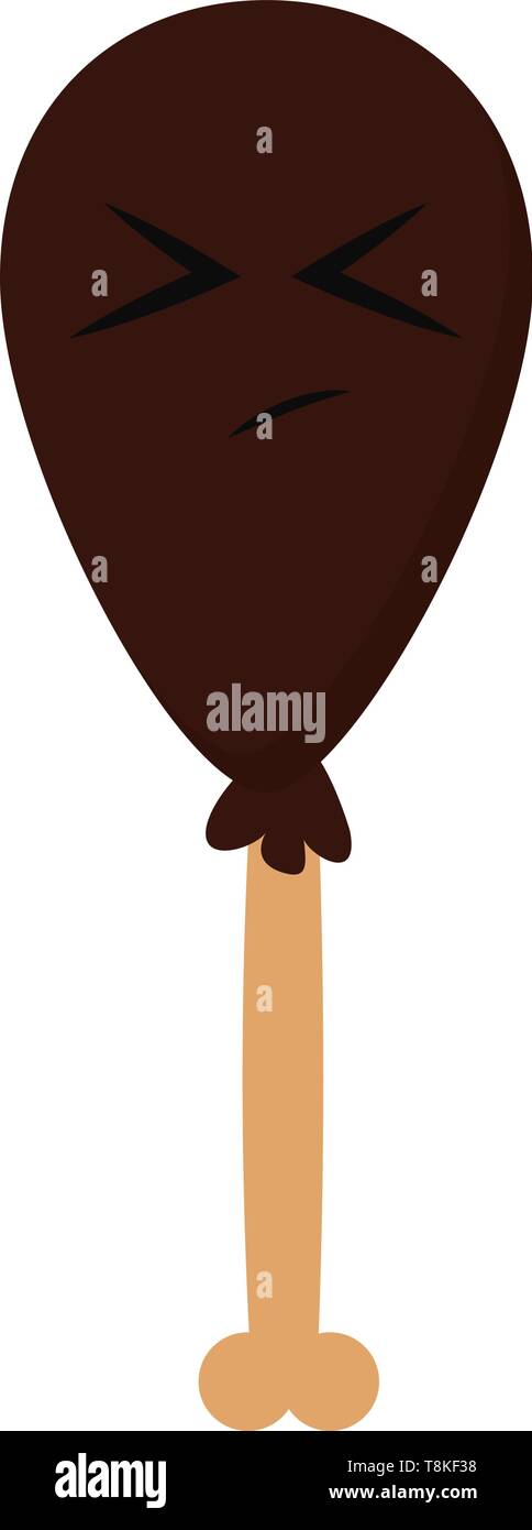 Drumstick is the lowest part of a chicken, turkey or other fowl eaten as food., vector, color drawing or illustration. Stock Vector
