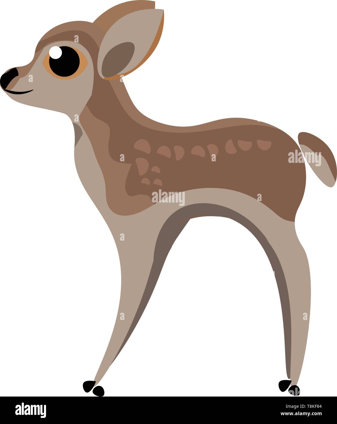 Deer is a large wild animal that lives on grass and leaves, typically male deer has antlers., vector, color drawing or illustration. Stock Vector