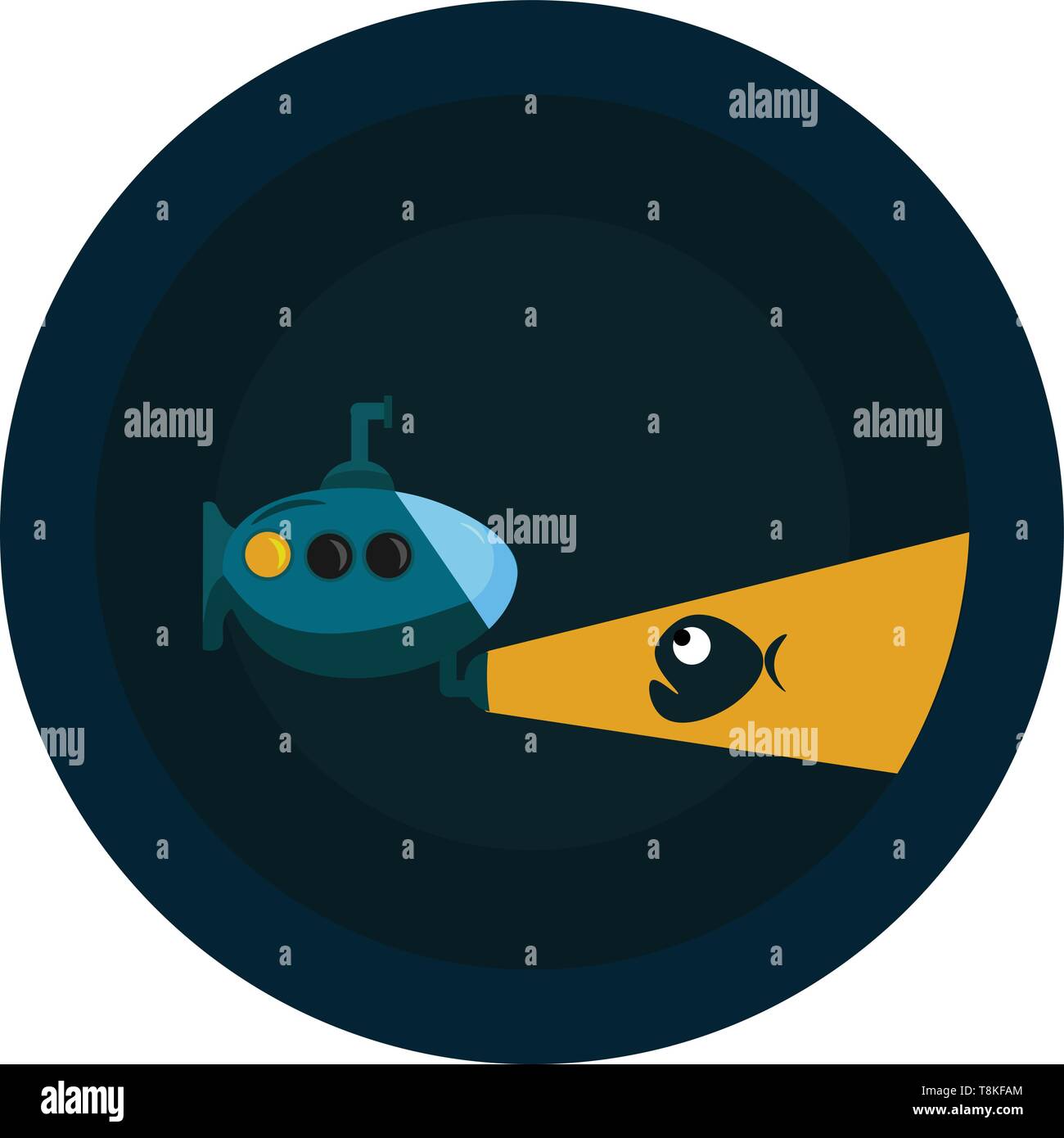 A submarine is warship designed to operate both under water and on the surface of water and typically armed with torpedoes or missiles., vector, color Stock Vector