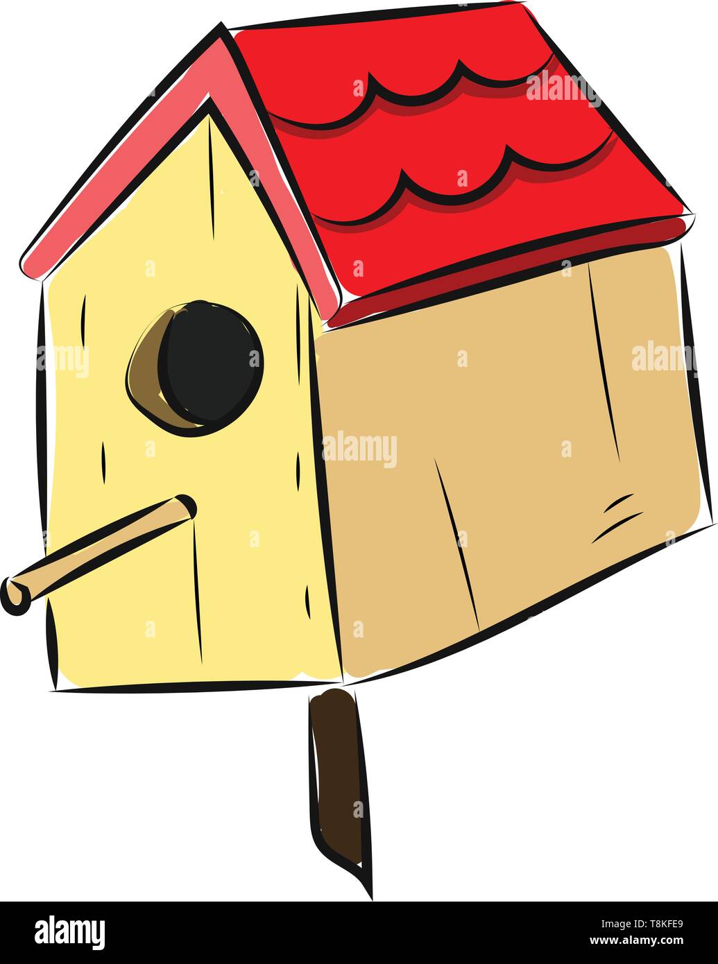 Bird house are manmade bird nest created for birds. Sometimes, birds use this as their nest., vector, color drawing or illustration. Stock Vector