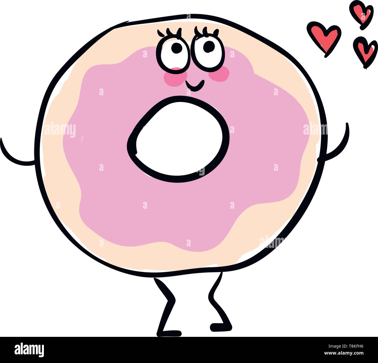 It is a small ringshaped sweet fried cake., vector, color drawing or