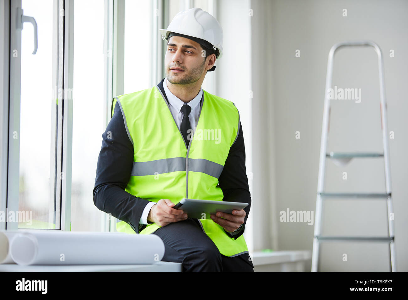 Handsome Businessman on Site Stock Photo