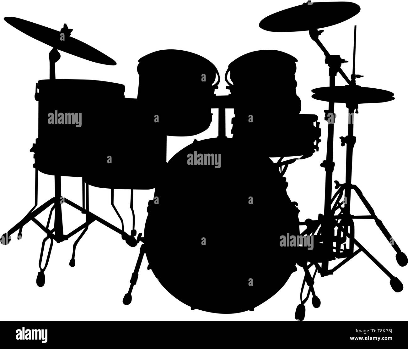 Drum Set Musical Instrument Silhouette. Vector Illustration Stock Vector  Image & Art - Alamy