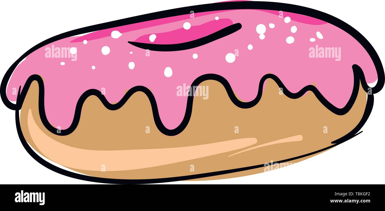 It is a small ringshaped sweet fried cake., vector, color drawing or
