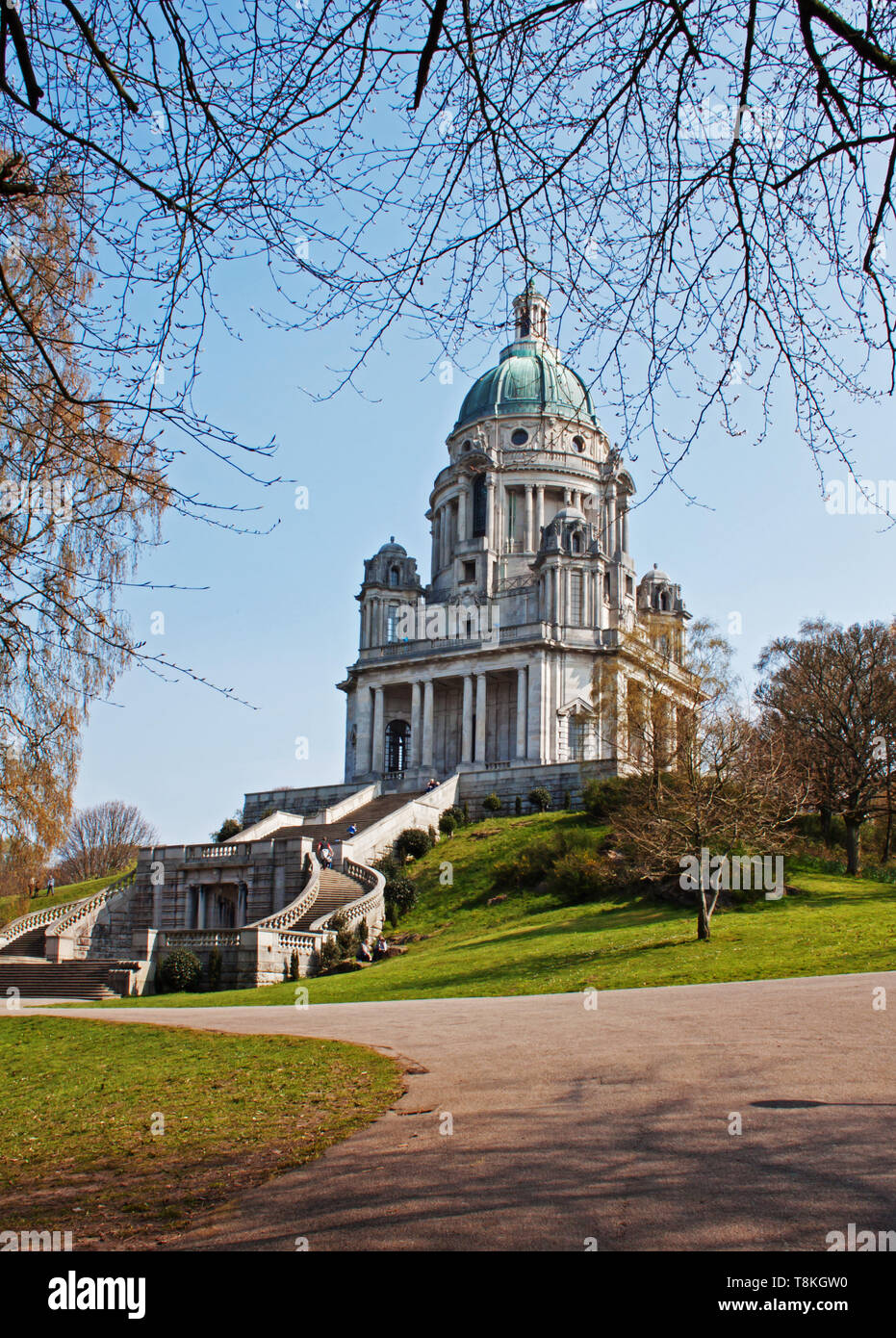 Approaching the Ashton Memorial, Williamson Park, Lancaster Stock Photo