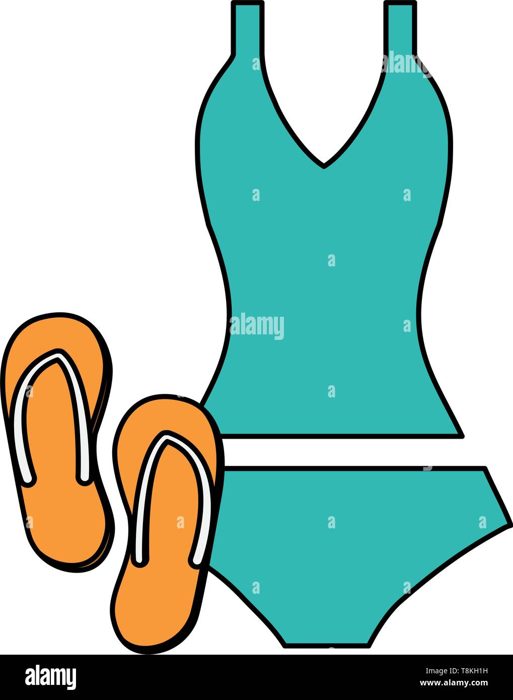 female swimsuit bikini with flip flops vector illustration design Stock ...
