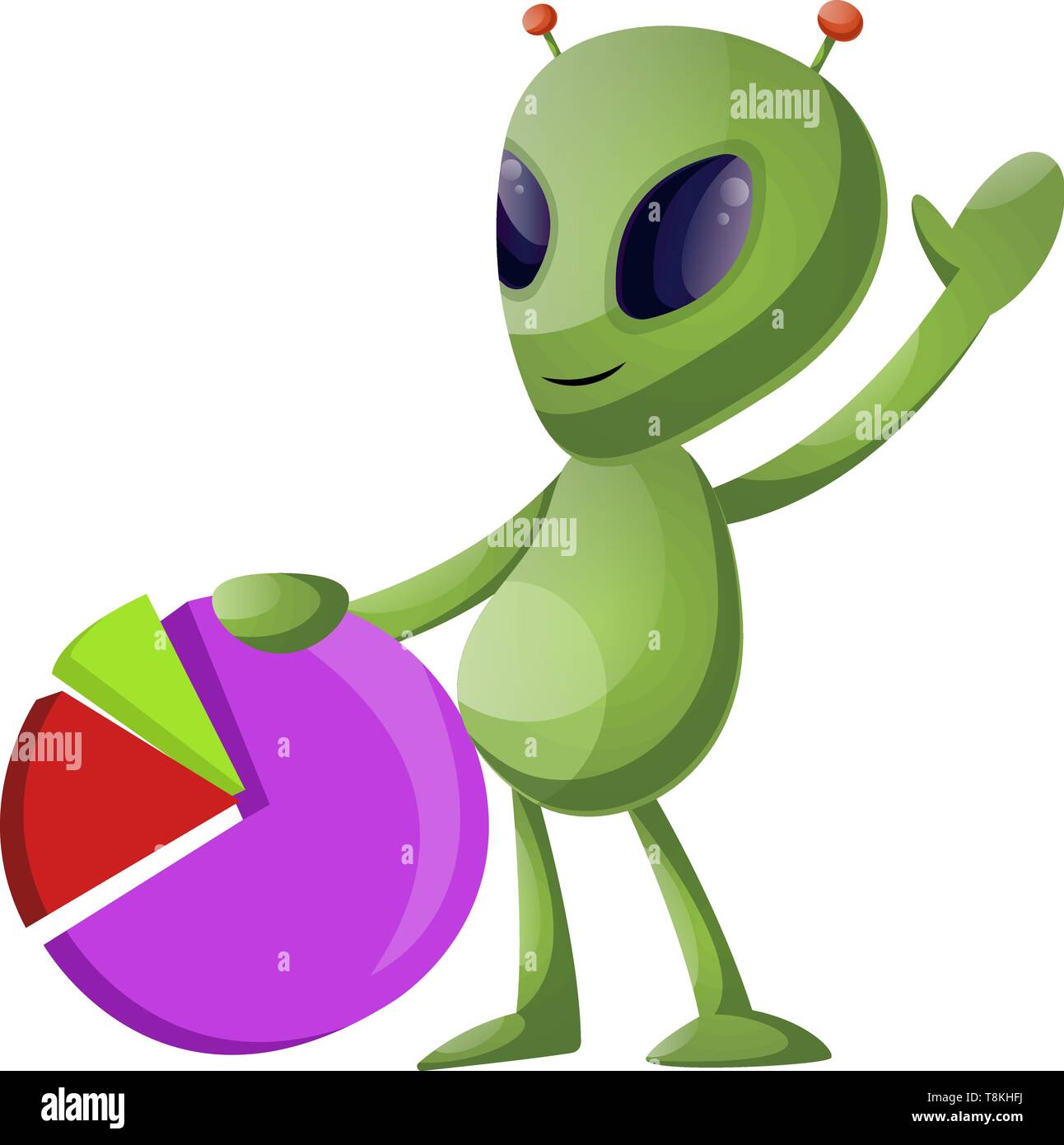 Alien analyze, illustration, vector on white background. Stock Vector