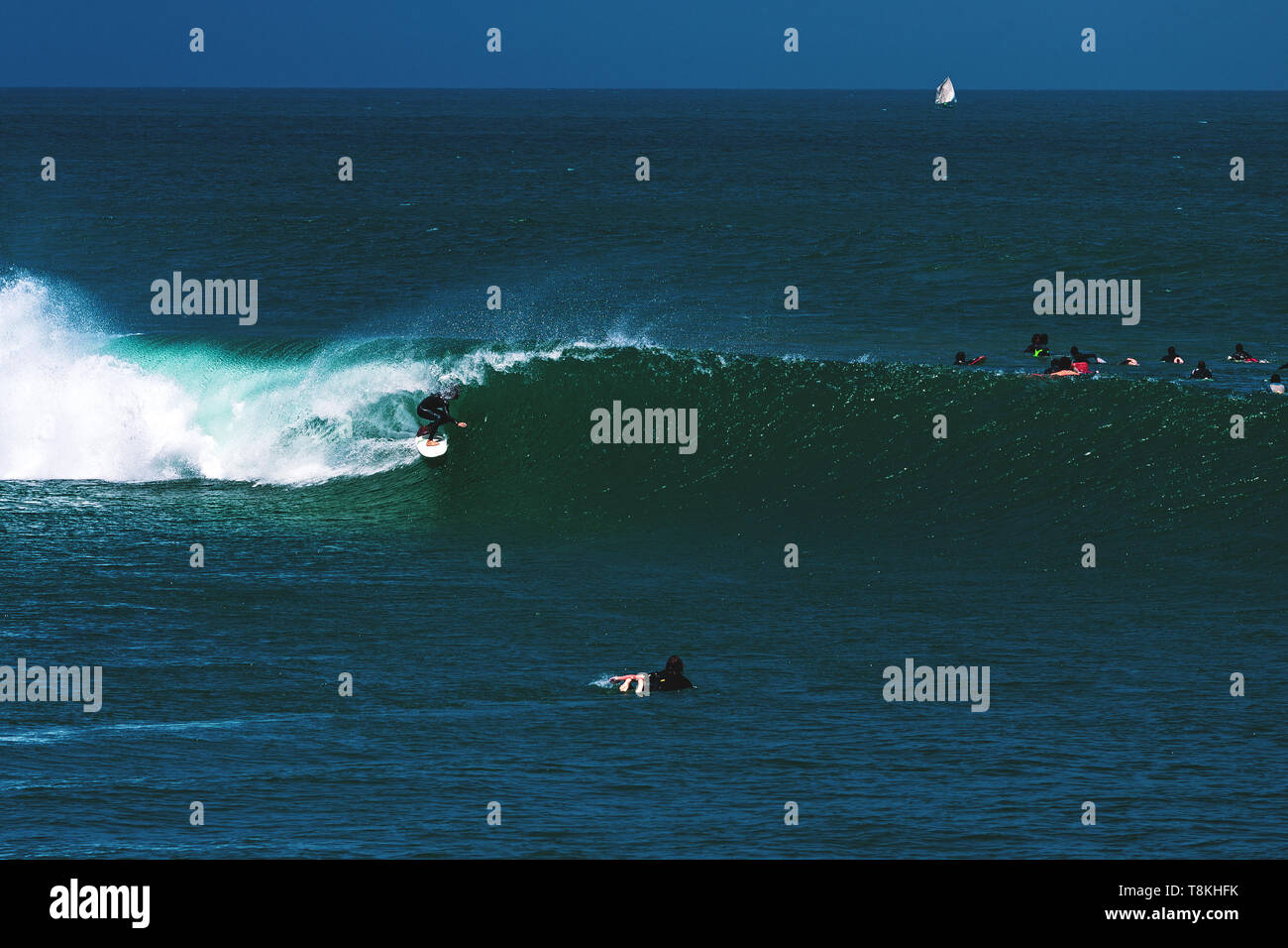 Surfig session with perfect tubular waves at cabo blanco lima Peru