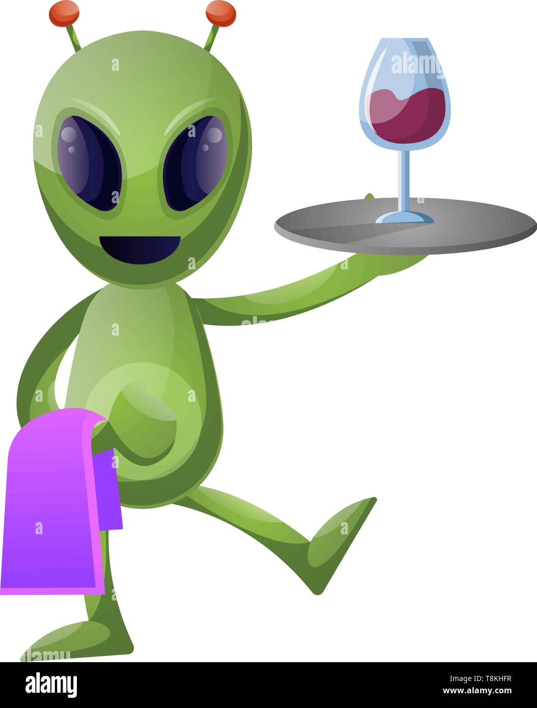 Alien the butler, illustration, vector on white background. Stock Vector