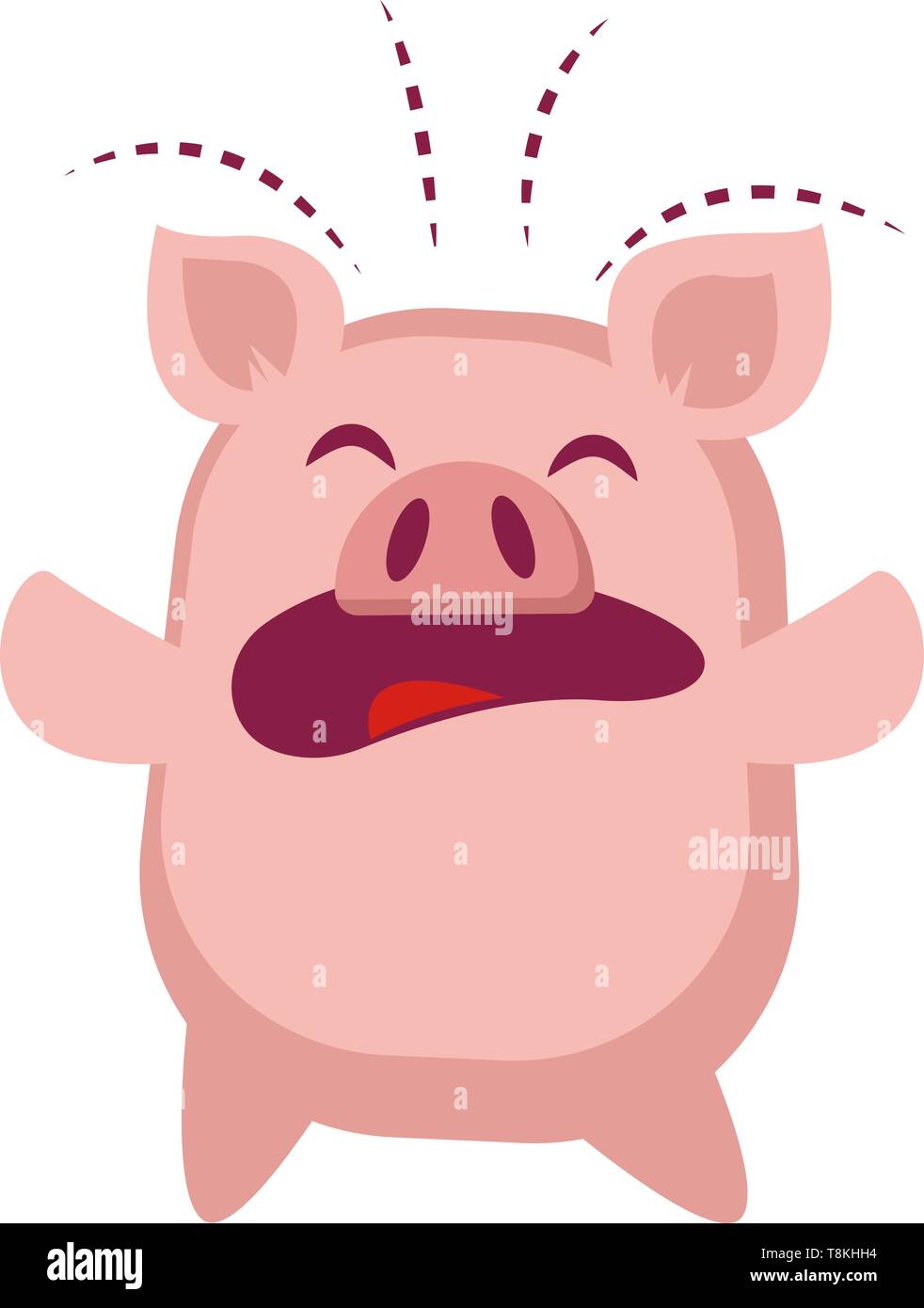 Piggy is crying, illustration, vector on white background. Stock Vector