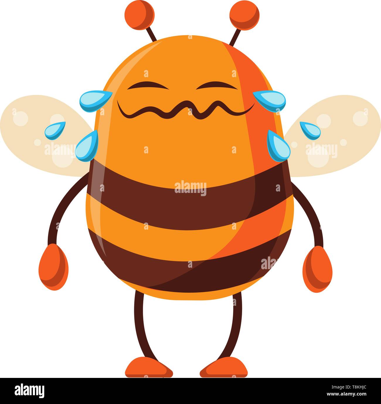 Bee is crying, illustration, vector on white background. Stock Vector