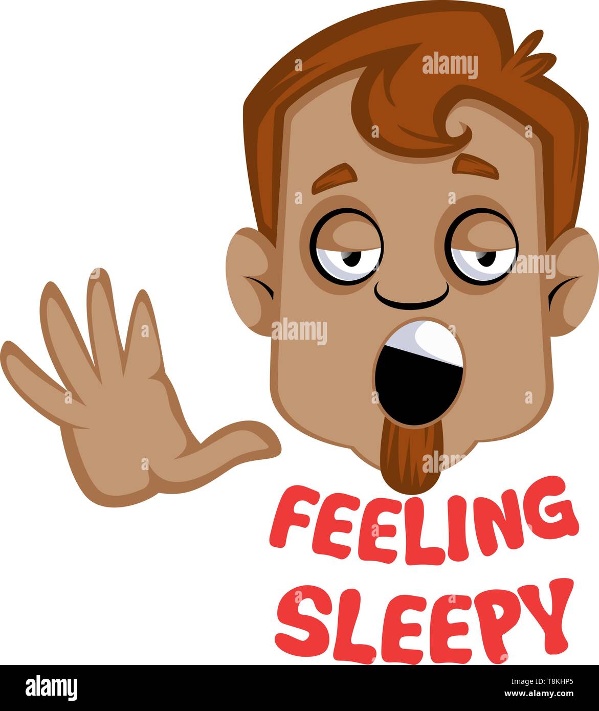 Brown human emoji feeling sleepy, illustration, vector on white background. Stock Vector
