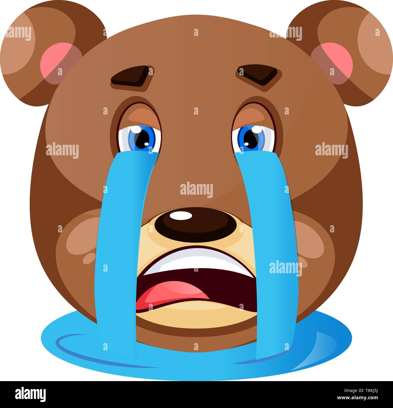 Grizzly bear crying his eyeballs out, illustration, vector on white background. Stock Vector