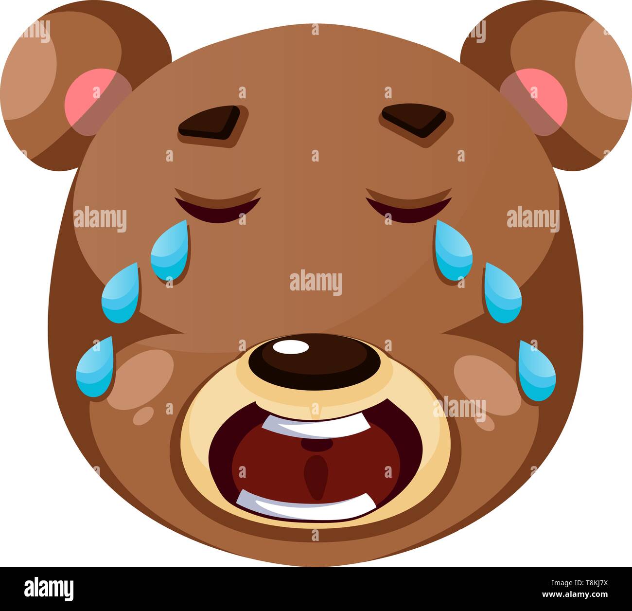 Brown bear crying, illustration, vector on white background. Stock Vector
