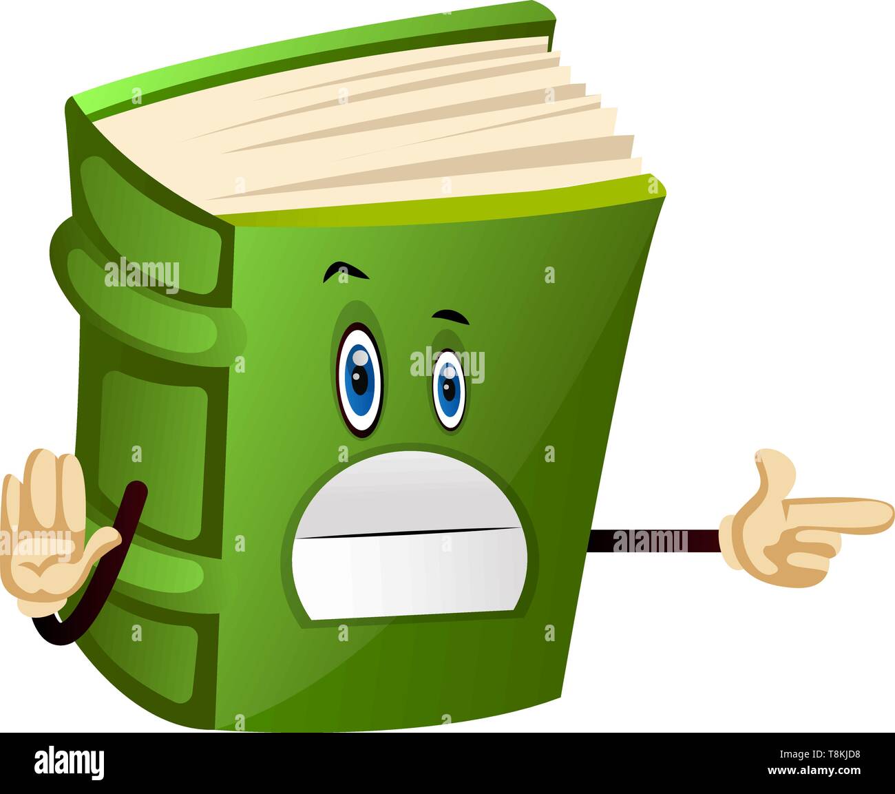Green book is leading the way, illustration, vector on white background