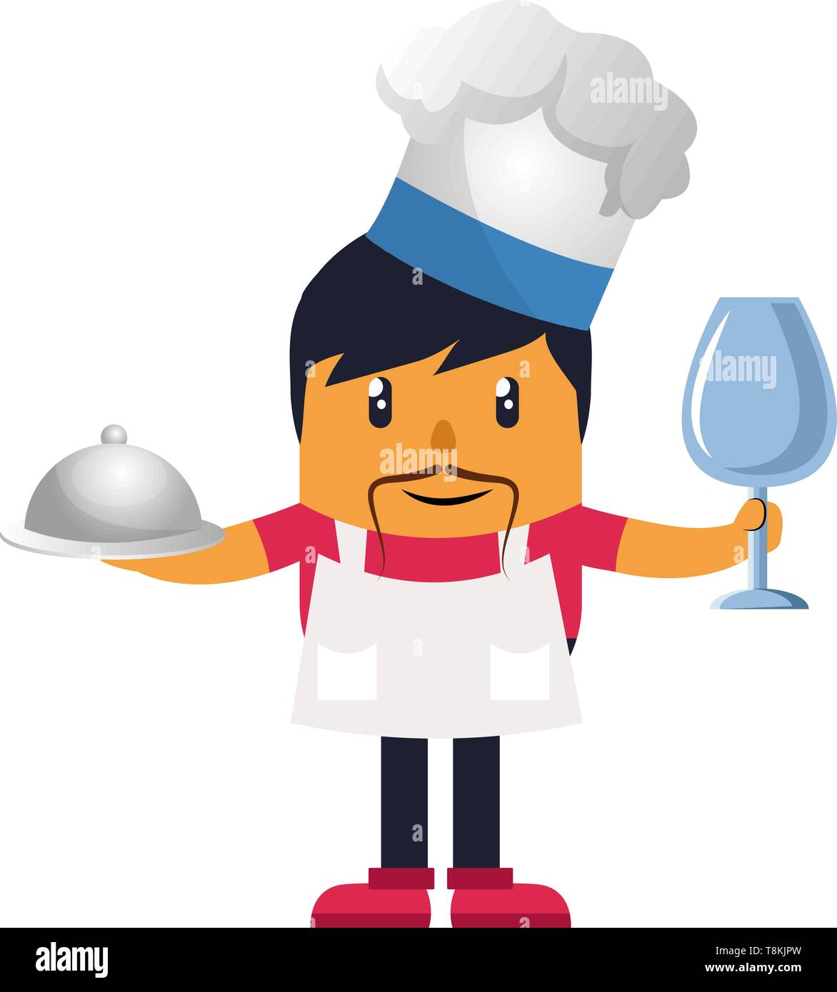 Man cooking meal, illustration, vector on white background. Stock Vector