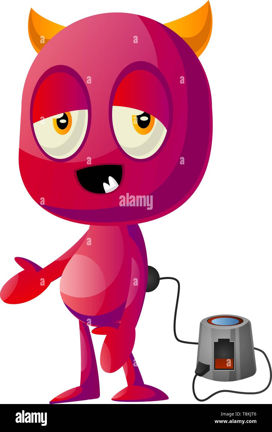 Devil on charging, illustration, vector on white background Stock ...