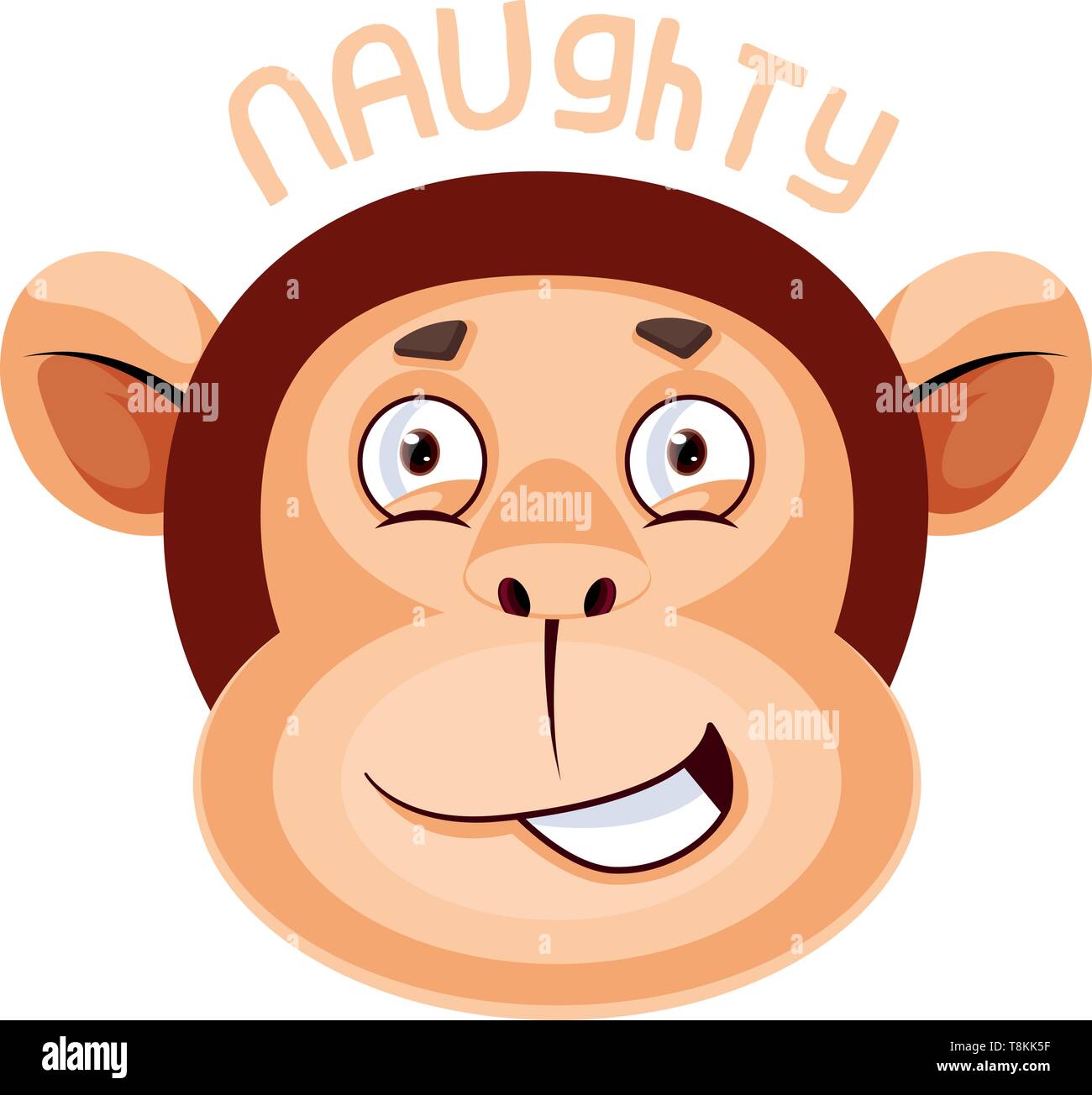 Monkey is feeling naughty, illustration, vector on white background. Stock Vector
